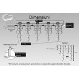 Instalatie Craciun, 25 m, 228 Led-uri ,Franjuri, Alb cald, 8 jocuri de lumini, Transformator cu telecomanda, Interconectabila, Prelungitor 5 m inclus, Fir Alb, Vivimall - vivimall.ro