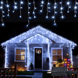Instalatie Craciun, 25 M, 715 Led-Uri,Franjuri, Alb Rece, Flash, Transformator, Interconectabila, Prelungitor 3 M Inclus, Fir