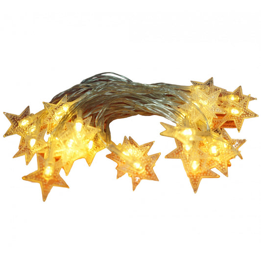 Instalatie Craciun, 3 M,20 de LED-uri, alb-cald, model cu stelute, liniara, cu baterie, interior/exterior, Vivimall - vivimall.ro