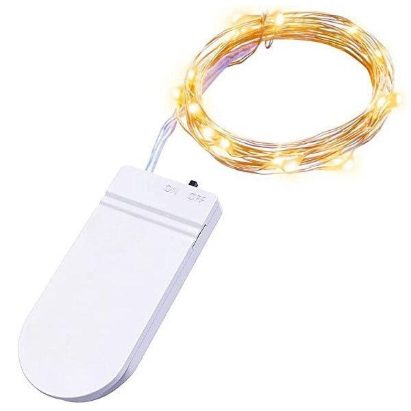 Instalatie Craciun, 3 metri, 30 LED-uri, Alb Cald, cu baterii, fir cupru, liniar, interior/exterior, Vivimall - vivimall.ro