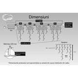 Instalatie Craciun, 35 m, 1001 Led-uri ,Franjuri, Rosu / Verde/ Albastru, Flash, Transformator, Interconectabila, Prelungitor 3 m inclus, Fir Alb, Flippy - vivimall.ro