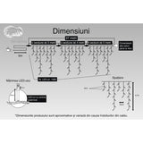 Instalatie Craciun, 37 M, 1086 Led-Uri,Franjuri, Alb Cald, Flash, Transformator, Interconectabila, Prelungitor 5 M Inclus, Fir