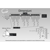 Instalatie Craciun, 37 M, 1086 Led-Uri,Franjuri, Alb Rece, Flash, Transformator, Interconectabila, Prelungitor 3 M Inclus, Fir