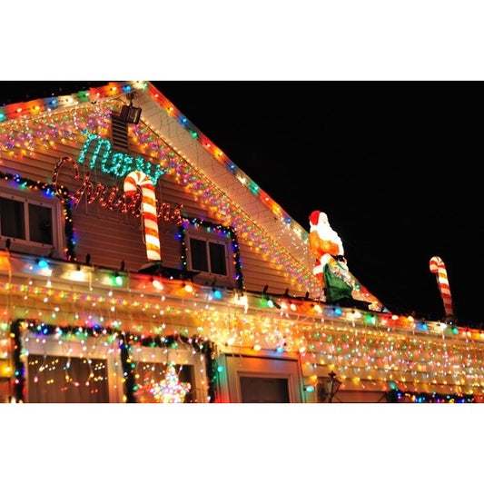 Instalatie Craciun, 40 m, 1144 Led-uri ,Franjuri, Multicolor, Flash, Transformator, Interconectabila, Prelungitor 3 m inclus, Fir Transparent, Vivimall - vivimall.ro