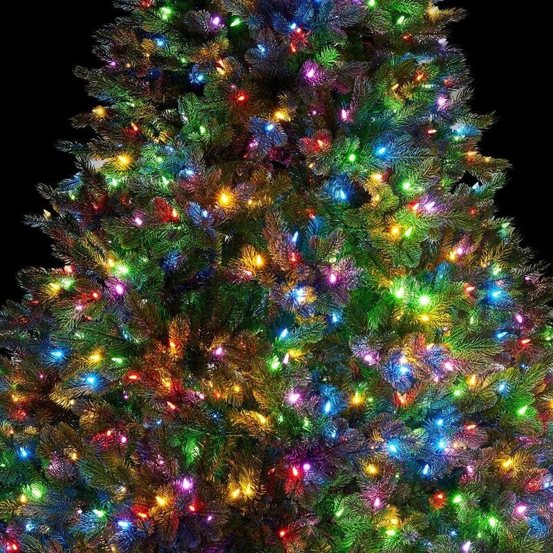 Instalație LED liniară de Crăciun multicolor, 8 jocuri de lumini, detaliu becuri aprinse