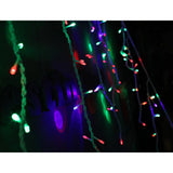 Instalatie Craciun, 5 m, 143 Led-uri ,Franjuri, Rosu / Verde/ Albastru, Flash, Transformator cu telecomanda, Interconectabila, Prelungitor 3 m inclus, Fir Transparent, Flippy - vivimall.ro