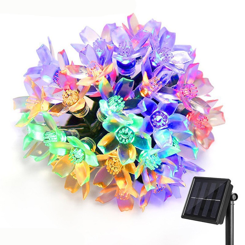 Instalatie Craciun, 5 Metri, 20 Becuri Led Tip Flori De Cires, Pentru Exterior Cu Incarcare Solara
