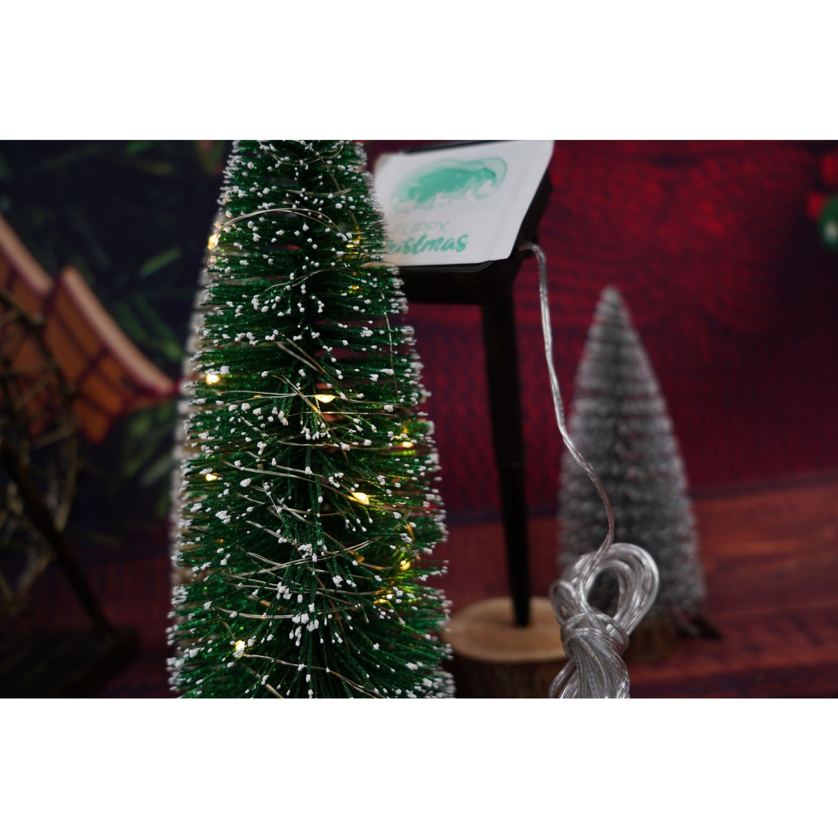 Instalatie Craciun, 5 metri, 50 de LED-uri, alb cald, cu energie solara, fir de cupru, liniar, interior/exterior, Vivimall - vivimall.ro