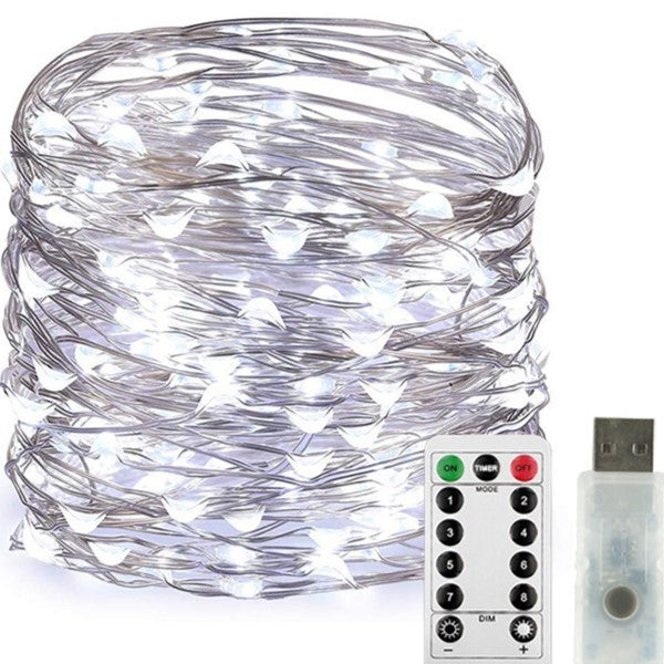 Instalatie Craciun, 5 Metri, 50 Led-Uri, Usb, Telecomanda Cu 8 Functii, Rece