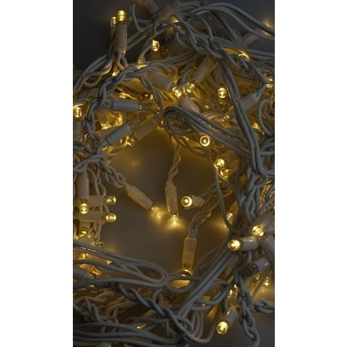 Instalatie Craciun, 50 m, Led-uri ,Franjuri, Alb cald, Flash, Alimentator, Interconectabila, Fir Alb Cauciucat, 220v, Vivimall - vivimall.ro