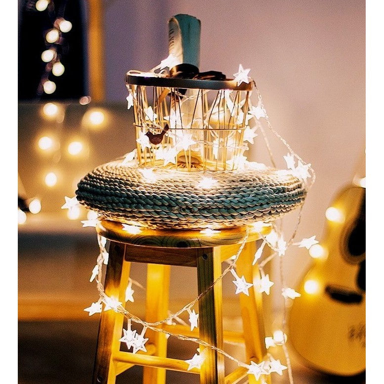 Instalatie Craciun, 6 Metri,40 Led-Uri Cu Ornament Tip Stea, Usb Lung, Fir Cupru, Liniar, Interior/Exterior