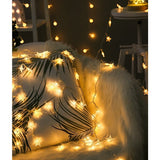 Instalatie Craciun, 6 metri,40 LED-uri cu Ornament tip Stea, Alb Cald, USB lung, fir cupru, liniar, interior/exterior, Vivimall - vivimall.ro