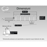 Instalatie Craciun, 65 M, 650 Led-Uri,Liniara, Alb Rece, 8 Jocuri De Lumini, Transformator, Interconectabila, Prelungitor 3 M Inclus, Fir