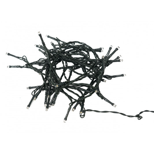 Instalatie Craciun, 8 metri, 50 de LED-uri, alb cald, telecomanda 8 functii, cu energie solara, fir negru, liniar, interior/exterior, Flippy - vivimall.ro