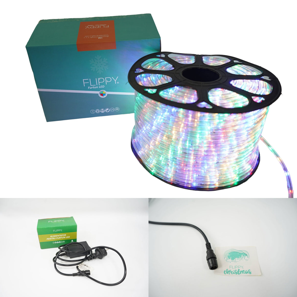 Instalatie Craciun, 8 M, 192 Led-Uri, Furtun Luminos, Transformator, 8 Jocuri De Lumini, Sectionabila, 220 V