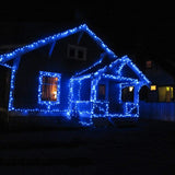 Instalatie Craciun, 95 m, 950 Led-uri ,Liniara, Albastru, 8 jocuri de lumini, Transformator, Interconectabila, Prelungitor 3 m inclus, Fir Transparent, Vivimall - vivimall.ro