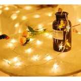 Instalatie Craciun cu baterii, 1.5 metri, 10 LED-uri tip Stea, fir Transparent, Alb Cald, Vivimall - vivimall.ro