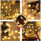 Instalatie Craciun Cu Baterii, 10 Metri, 80 Led-Uri Tip Stea, Fir, Alb Cald