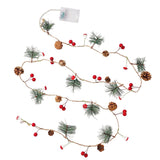 Instalatie Craciun cu baterii, 2 metri, 20 LED-uri tip Ace, conuri de pin si ciuperci, Alb Cald, Vivimall - vivimall.ro