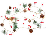 Instalatie Craciun cu baterii, 2 metri, 20 LED-uri tip Ace, conuri de pin si ciuperci, Alb Cald, Vivimall - vivimall.ro