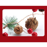 Instalatie Craciun cu baterii, 2 metri, 20 LED-uri tip Ace, conuri de pin si clopotei, Alb Cald, Vivimall - vivimall.ro