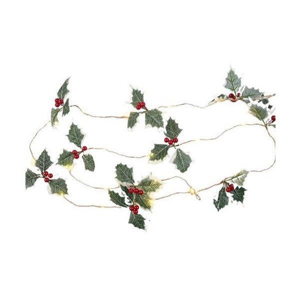 Instalatie Craciun cu baterii, 2 metri, 20 LED-uri tip fructe rosii, Alb Cald, Vivimall - vivimall.ro