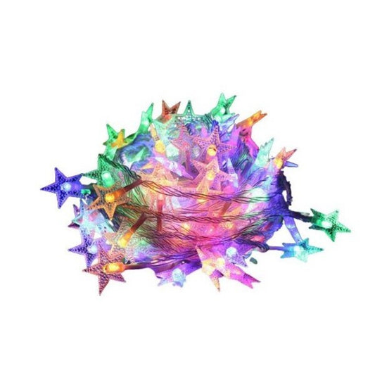 Instalatie Craciun cu baterii, 3 metri, 20 LED-uri tip Stea, fir Transparent, Multicolor, Vivimall - vivimall.ro