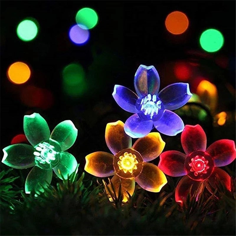 Instalatie Craciun, 5 Metri, 20 Becuri Led Tip Flori De Cires, Pentru Exterior Cu Incarcare Solara