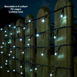 Instalatie Craciun YOTO Liniara 100 LED 9 m + 1  m Beculet cu 6 unghiuri  Alb Rece fir negru - vivimall.ro