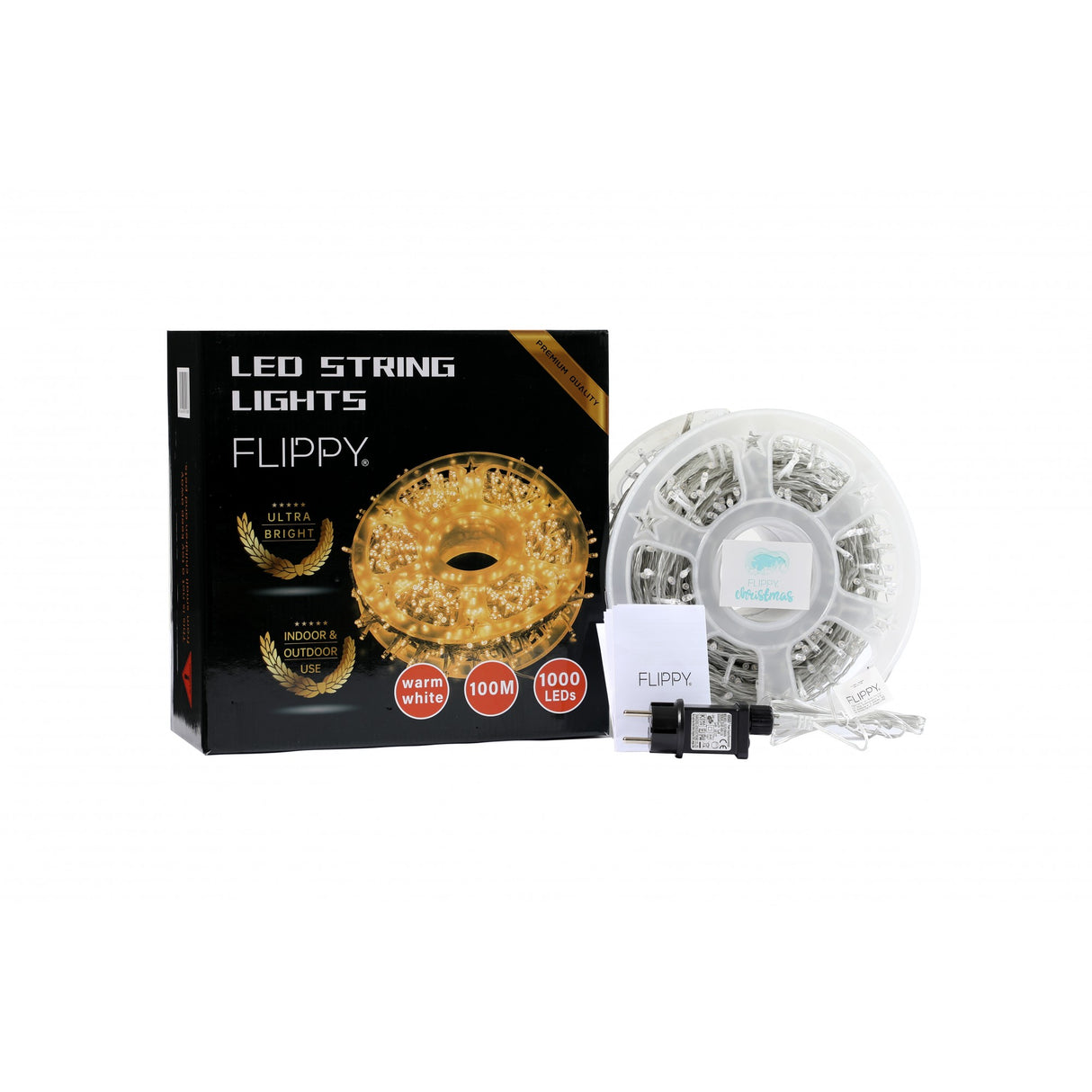 Instalatie Craciun Liniara Cu Transformator, 100M, Alb Cald, 1000 Led-Uri, Fir, 8 Jocuri De Lumini