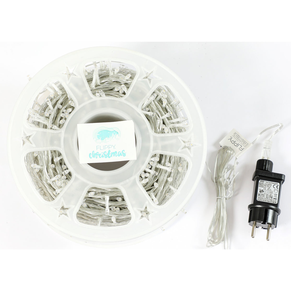 Instalatie Craciun liniara cu transformator, 100m, alb cald, 1000 LED-uri, fir transparent, 8 jocuri de lumini, Vivimall - vivimall.ro