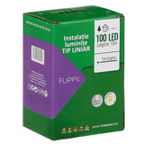 Instalatie Craciun Liniara, Cu Transformator 31V, 10M, Alb Cald, 100 Led-Uri V5, 8 Jocuri De Lumini, Fir