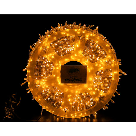 Instalatie Craciun liniara, fir transparent, cu transformator, 50m, alb cald, 2000 LED-uri, 8 jocuri de lumini, Vivimall - vivimall.ro