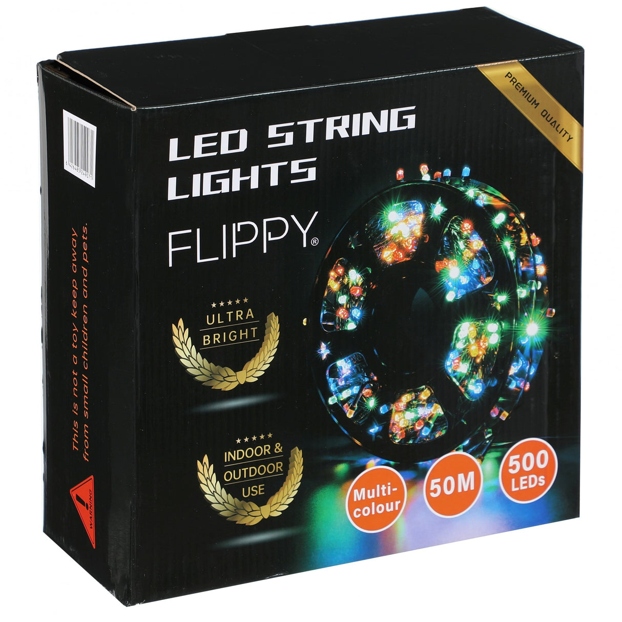 Instalatie Craciun liniara, fir negru, cu transformator, 50m, multicolor, 500 LED-uri, 8 jocuri de lumini, Vivimall - vivimall.ro