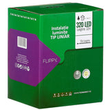 Instalatie Craciun liniara, cu transformator 31V, 32 m, Alb Rece, 320 LED-uri V5, 8 jocuri de lumini, fir verde, Vivimall - vivimall.ro