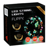 Instalatie Craciun liniara, fir negru, cu transformator, 50m, alb cald, 500 LED-uri V5, 8 jocuri de lumini, Vivimall - vivimall.ro