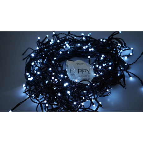 Instalatie Craciun Profesionala de Exterior IP65, 125 m, 3000 Led-uri Mari ,Franjuri, Alb rece, Flash, Alimentator, Interconectabila, Fir Negru Cauciucat, 220v, Vivimall - vivimall.ro