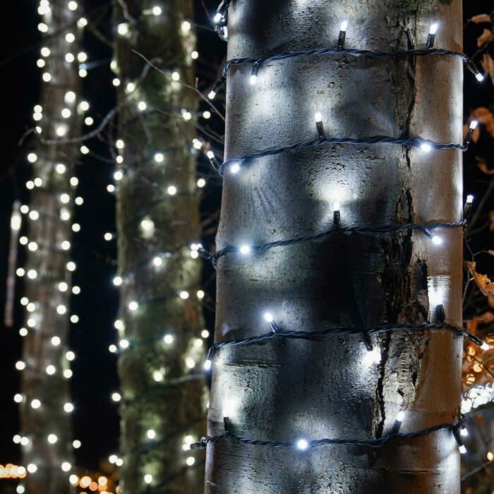 Instalatie Craciun Profesionala De Exterior Ip65, 20 M, 200 Led-Uri Mari,Liniara, Alb Rece, Interconectabila, Prelungitor 1.5 M Inclus, Fir