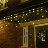 Instalatie Craciun Profesionala de Exterior IP65, 50 m, 1200 Led-uri Mari ,Franjuri, Alb cald, Flash, Alimentator de 1.5m, Interconectabila, Prelungitor 6.5 m inclus, Fir Negru Cauciucat, 220v, Vivimall - vivimall.ro