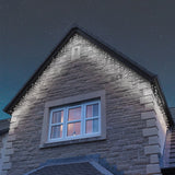 Instalatie Craciun Profesionala de Exterior IP65, 70 m, 1680 Led-uri Mari ,Franjuri, Alb rece, Flash, Alimentator, Interconectabila, Prelungitor 6.5 m inclus, Fir Negru Cauciucat, 220v, Vivimall - vivimall.ro