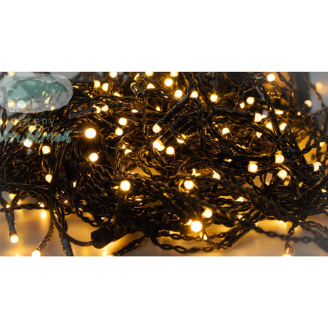 Instalatie Craciun Profesionala de Exterior IP65, 95 m, 2280 Led-uri Mari ,Franjuri, Alb cald, Flash, Alimentator de 1.5m, Interconectabila, Fir Negru Cauciucat, 220v, Vivimall - vivimall.ro