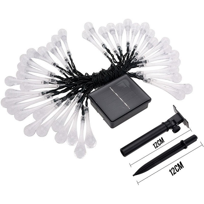 Instalatie Craciun, Solare Tip Picaturi, 50 Led-uri, 9.5 metri, Alb rece, Senzor de lumina, Vivimall - vivimall.ro