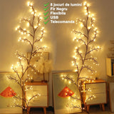 Instalatie Craciun Tip Creanga 144 Led-Uri, Conectare Usb, 8 Jocuri De Lumini, Telecomanda, 2.5 M, Prelungitor 2 M, 3V, Fir, Alb Cald - vivimall.ro