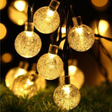 Instalatie Craciun, Tip Globuri De Cristal, 100 Led-Uri, 12 Metri, Energie Solara, Senzor De Lumina