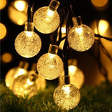 Instalatie Craciun, Tip Globuri De Cristal, 100 Led-Uri, 12 Metri, Energie Solara, Senzor De Lumina
