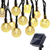 Instalatie Craciun, Tip Globuri De Cristal, 100 Led-Uri, 12 Metri, Energie Solara, Senzor De Lumina