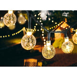Instalatie Craciun, Tip Globuri De Cristal, 100 Led-Uri, 12 Metri, Energie Solara, Senzor De Lumina