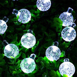 Instalatie Craciun, Tip Globuri De Cristal, 100 Led-Uri, 12 Metri, Rece, Energie Solara, Senzor De Lumina