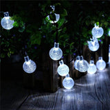 Instalatie Craciun, Tip Globuri De Cristal, 100 Led-Uri, 12 Metri, Rece, Energie Solara, Senzor De Lumina
