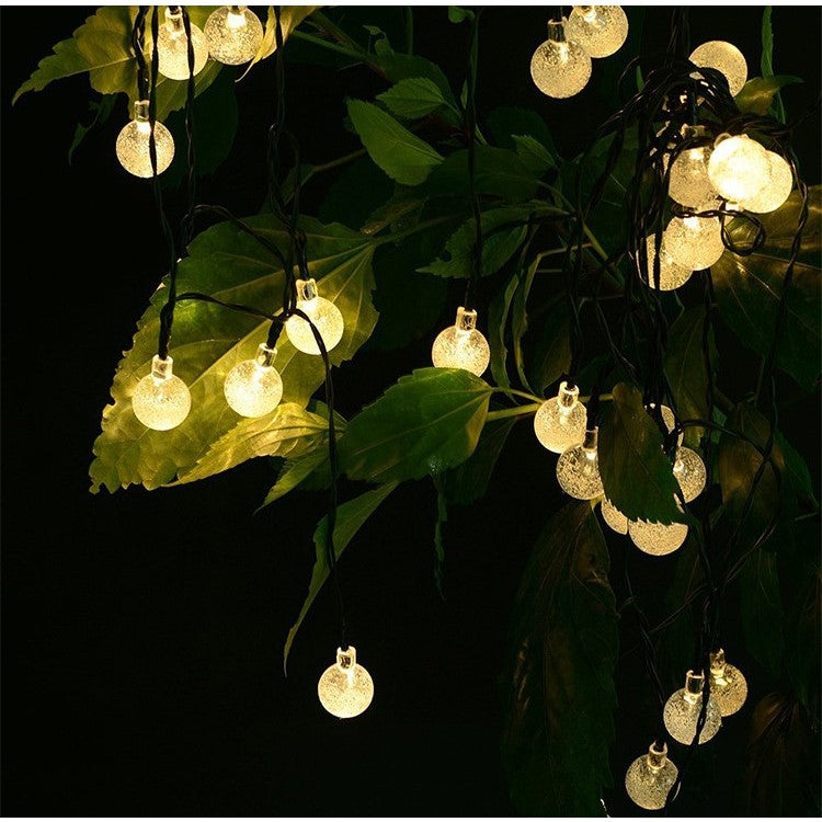 Instalatie Craciun, Tip Globuri De Cristal, 20 Led-Uri, 5 Metri, Energie Solara, Senzor De Lumina